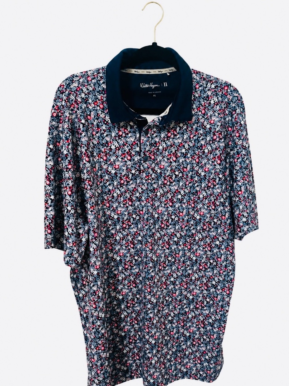 Walter Hagen Navy Floral Polo with Pink & White Accents XL⛳️